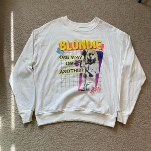 NWT Blondie Graphic Print White Crew Neck Sweatshirt Women’s Size XL Music 1980s